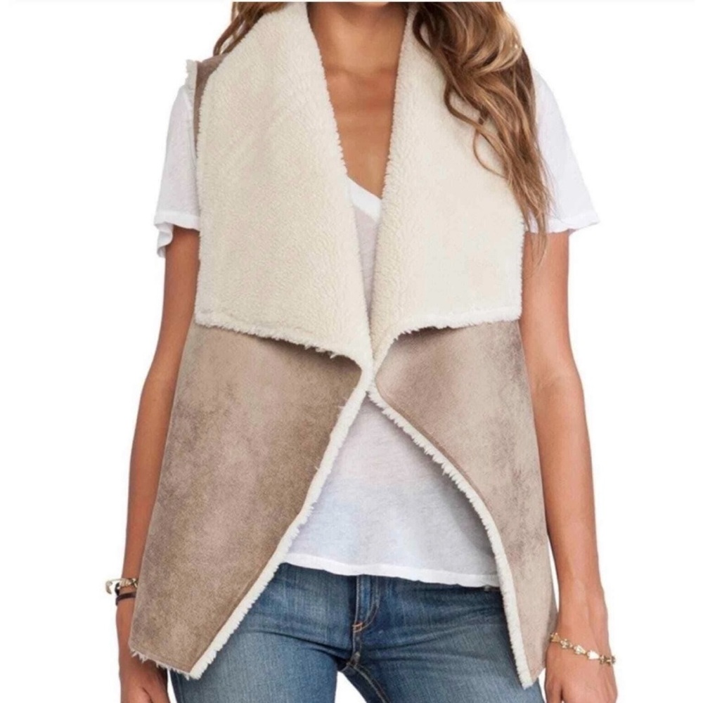 Velvet by Graham & Spencer Women’s- SZ XS- Faux Fur/Suede Tan Moto Vest